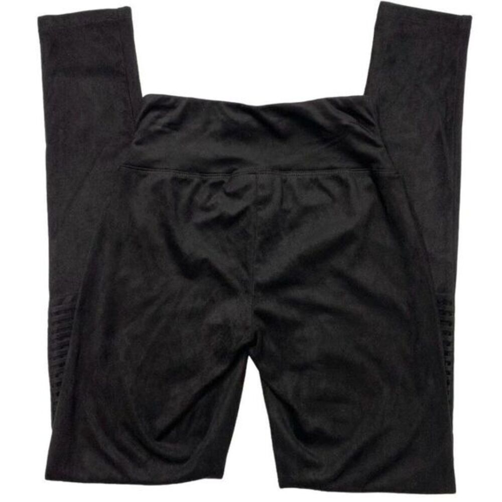 INC Leggings Women's SMALL Black Faux Suede Moto-Accent Super Stretch NEW
